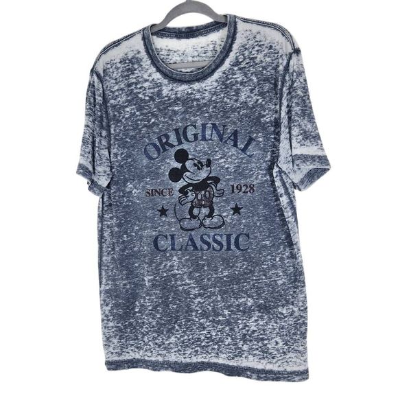 Disney Unisex Gray Burnout Short Sleeve Tee with Classic Mickey Mouse Size Large - Picture 1 of 7